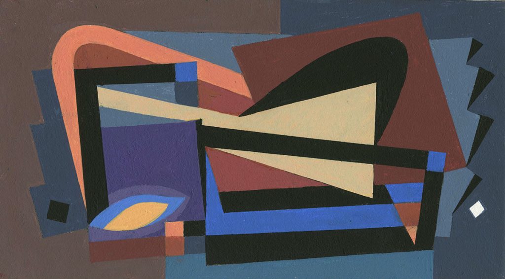 Alun Leach-Jones, Music Colours (2017), acrylic on board. Exhibited at the Victorian College of the Arts’ 9 X 5 NOW Exhibition (2017) at the Margaret Lawrence Gallery.