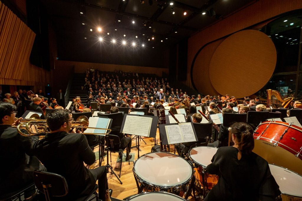 The University of Melbourne Symphony Orchestra performs at the official launch of The Ian Potter Southbank Centre in June 2019. By Sav Schulman.