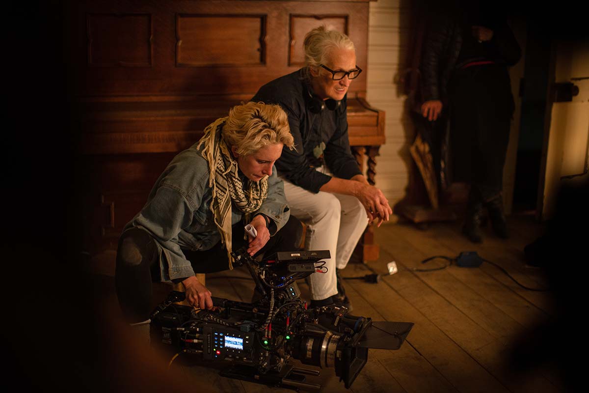 Cinematographer Ari Wegner working on set of Jane Campion's film The Power of the Dog 