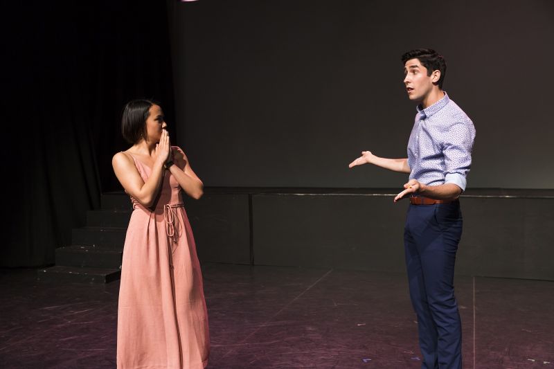 Images of students at a theatre workshop