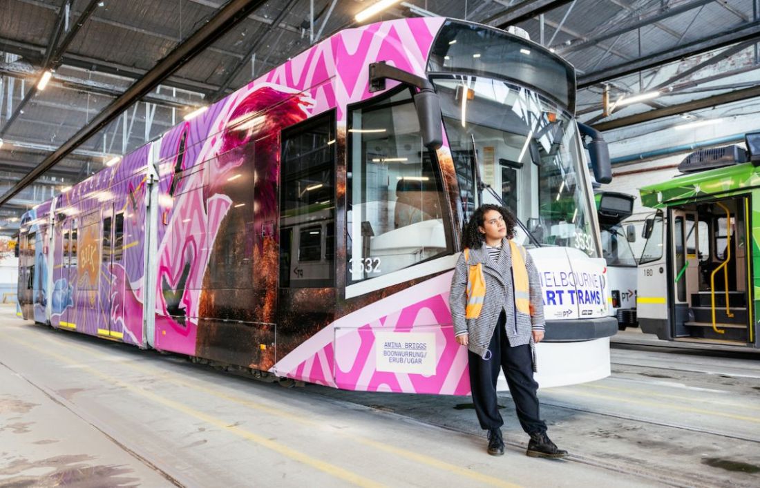 Amina Briggs, 2023. Melbourne Art Trams—RISING. Photo: James Morgan