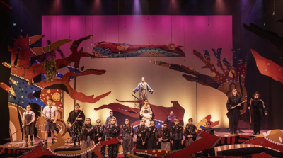 Cast of Parrwang Lifts the Sky on stage