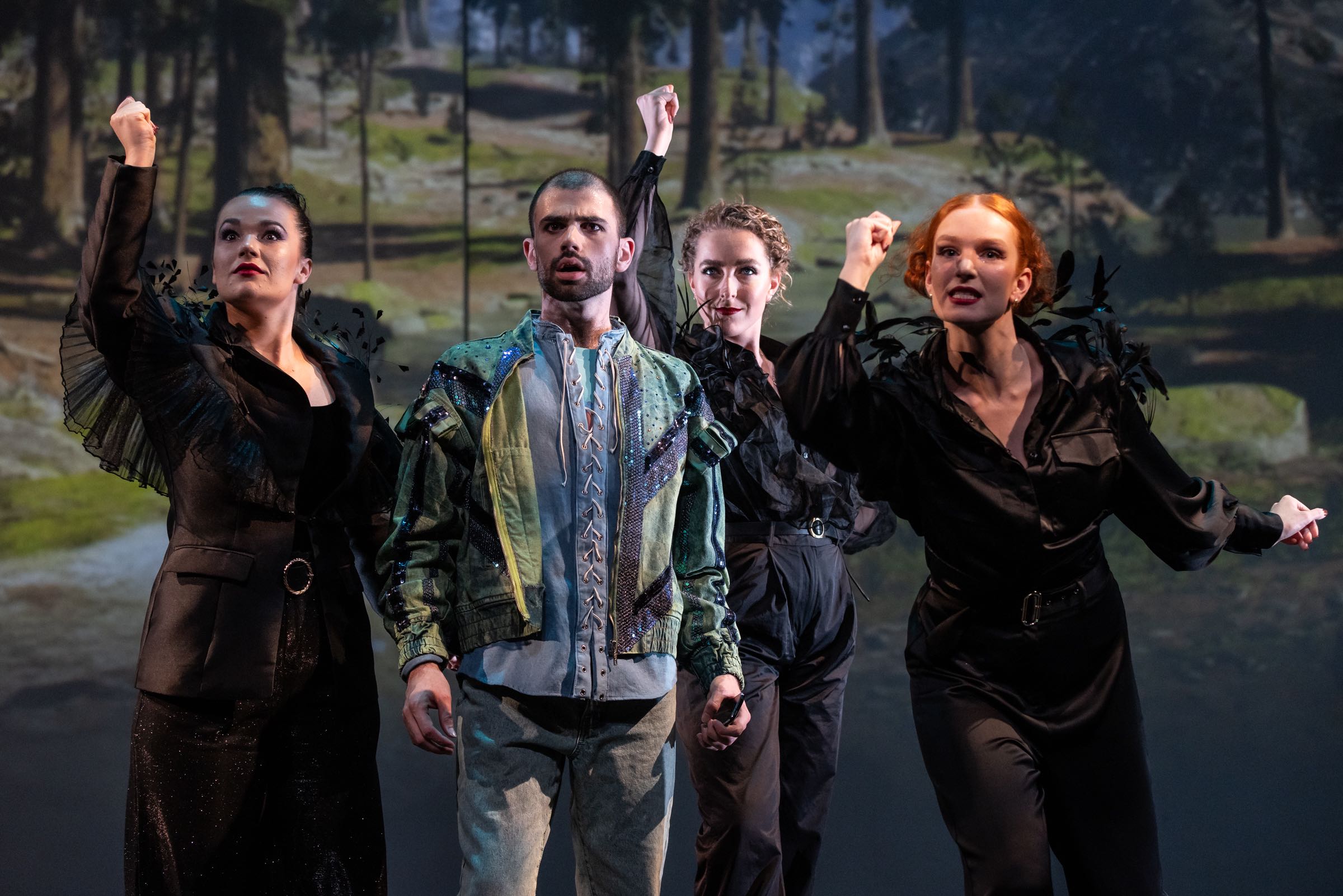 Recent graduates and current MMus students Breanna Stuart, Joshua Morton-Galea, Genevieve Droppert and Chloe James performing as The Three Ladies and Prince Tamino in The Magic Flute