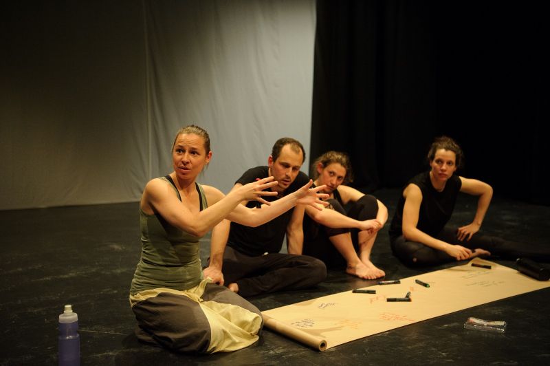 Images of students at a theatre workshop