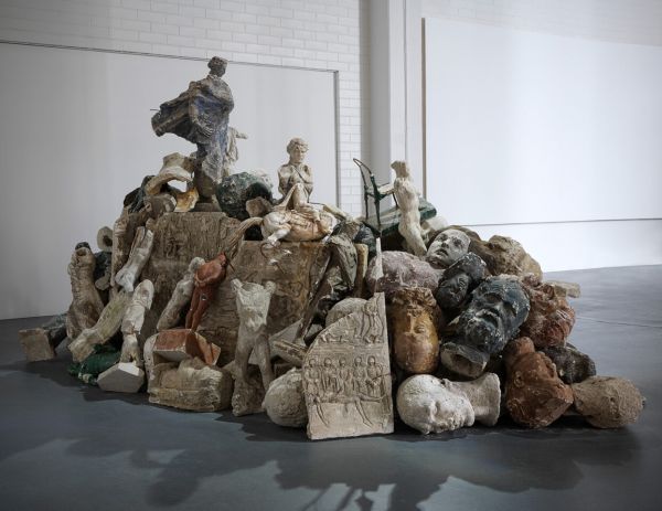 Nina Sanadze, 100 Years After, 30 years On, 3rd Tbilisi Triennial (2018), plaster models, moulds, fragments and traces, plaster, acrylic paint, 600 x 600 x 600cm. Photography by Sandro Sulaberidze. Courtesy the artist.