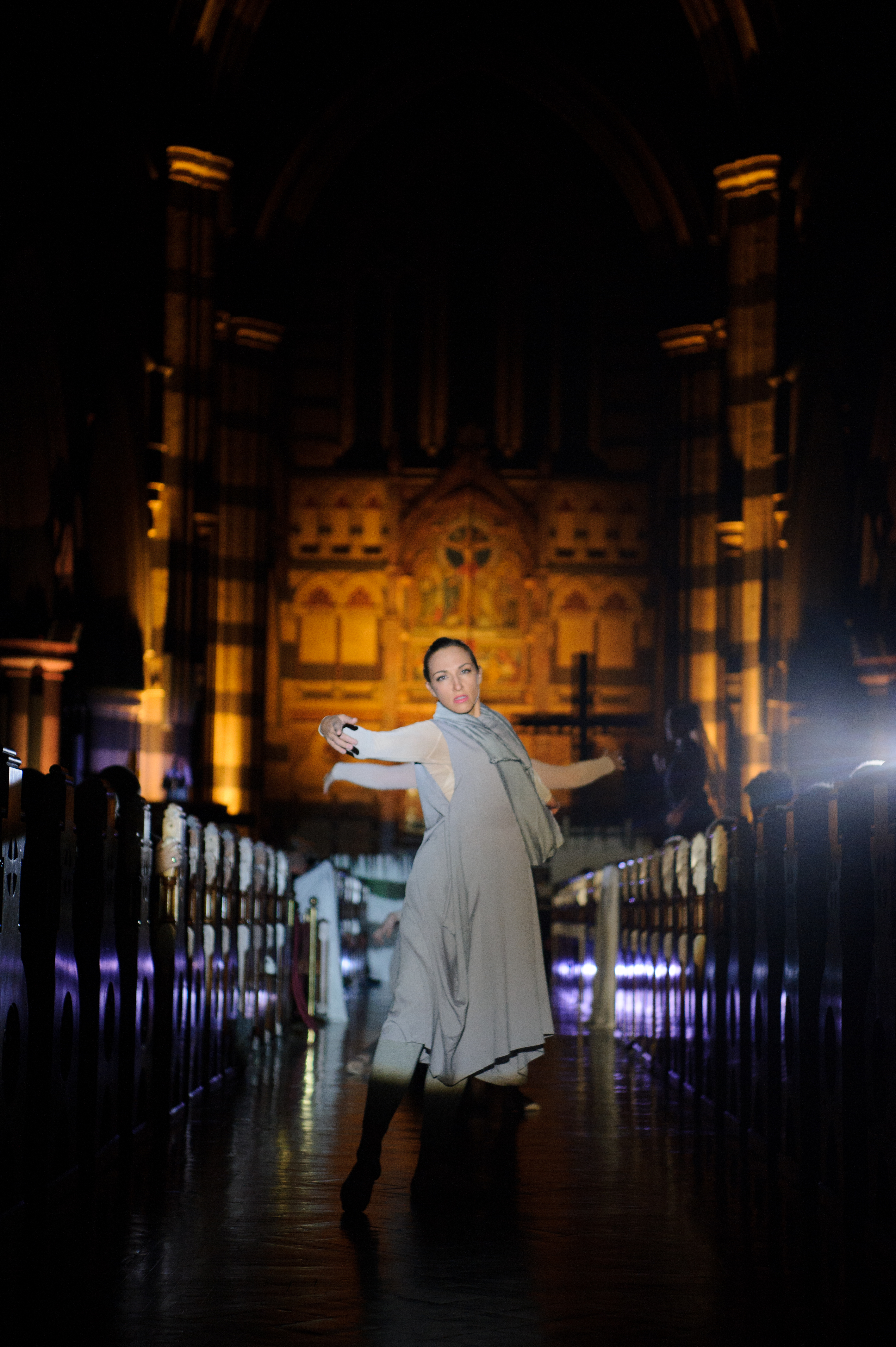 Ruth Blythman in the Faculty of Fine Arts and Music's production of Passion, Lament, Glory at St Paul's Cathedral in 2017. By Drew Echberg. 