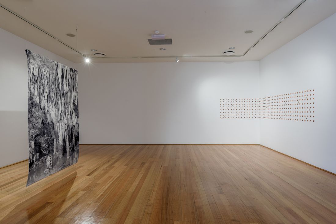 Paul Selzer Exhibition, installation view; Linda Tegg, Archive 2022, and Ben McKeown, COIN 2022. Image credit: Andrew Curtis