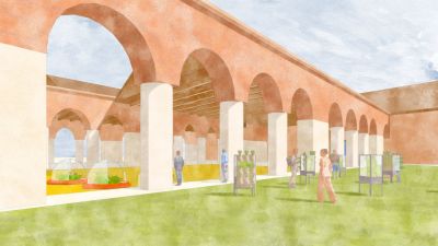 3D rendering of an art exhibit