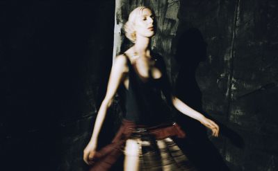 A model poses in a skirt