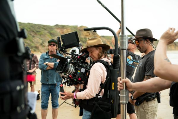 Surviving Summer 1st AD Pete McLennan, DOP Katie Milwright and Dan Mitton on set. Image courtesy of Werner Film Productions. 