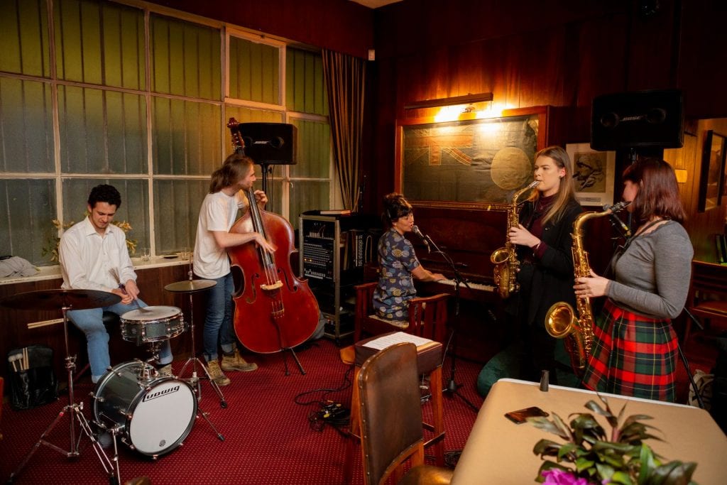 Jazz and Improvisation students perform at the Kelvin Club, Melbourne, in 2018. By Sav Schulman.